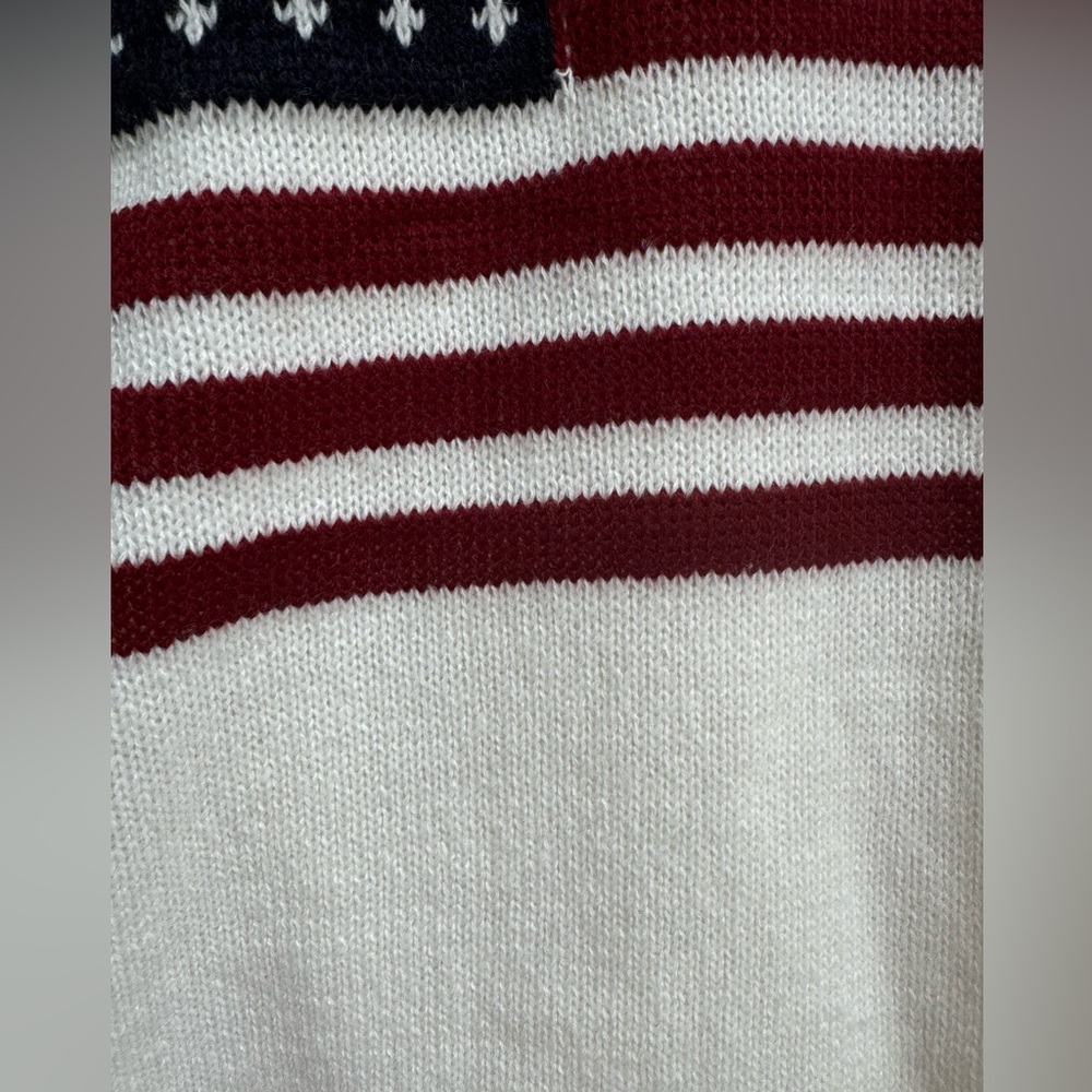 White American Flag Embroidered Stitched Mock Neck Sweatshirt Size Large - Picture 6 of 8